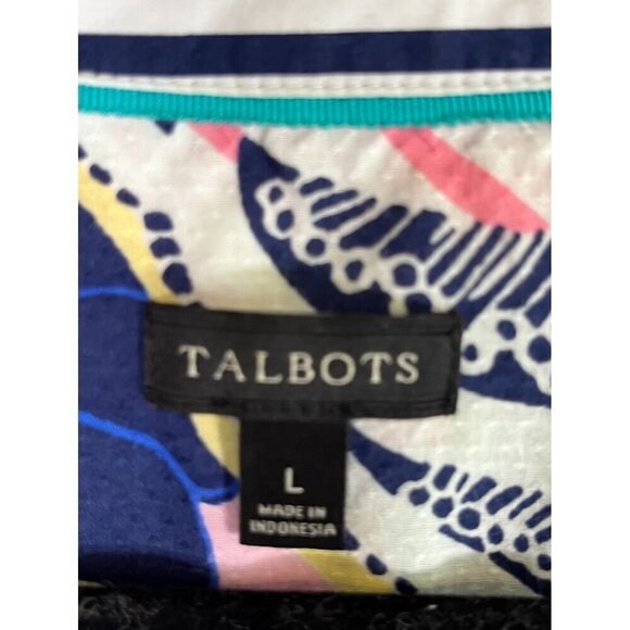 Talbots Floral Top L Pink Tropical Resort Workwear Classic Preppy Colorful Retro - Picture 2 of 14